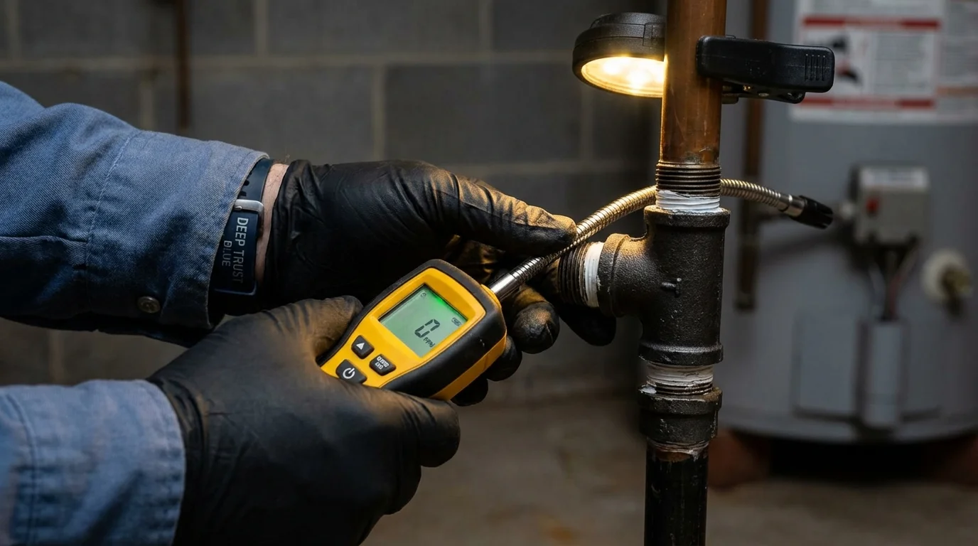 Gas leak detection with electronic sniffer by Johns Plumbing LLC in Belton