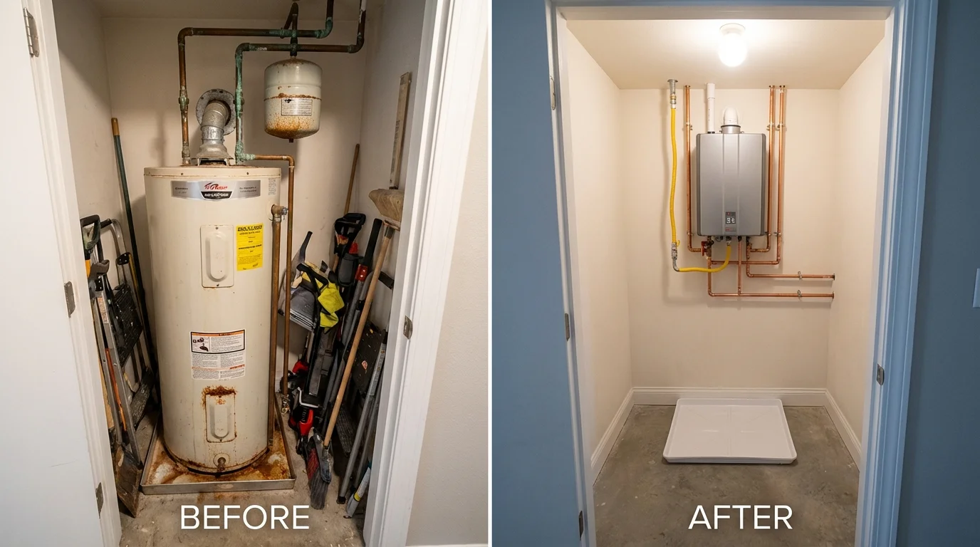 Tank water heater versus wall-mounted tankless unit comparison for Belton, SC homeowners